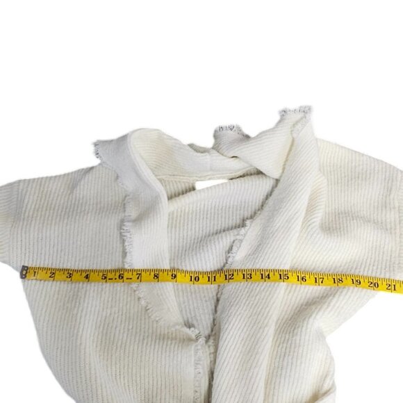 FRYE Womens Salt Breeze Cardigan, Large, Cream, Soft Knit Fringe, Tie Waist - Picture 8 of 9